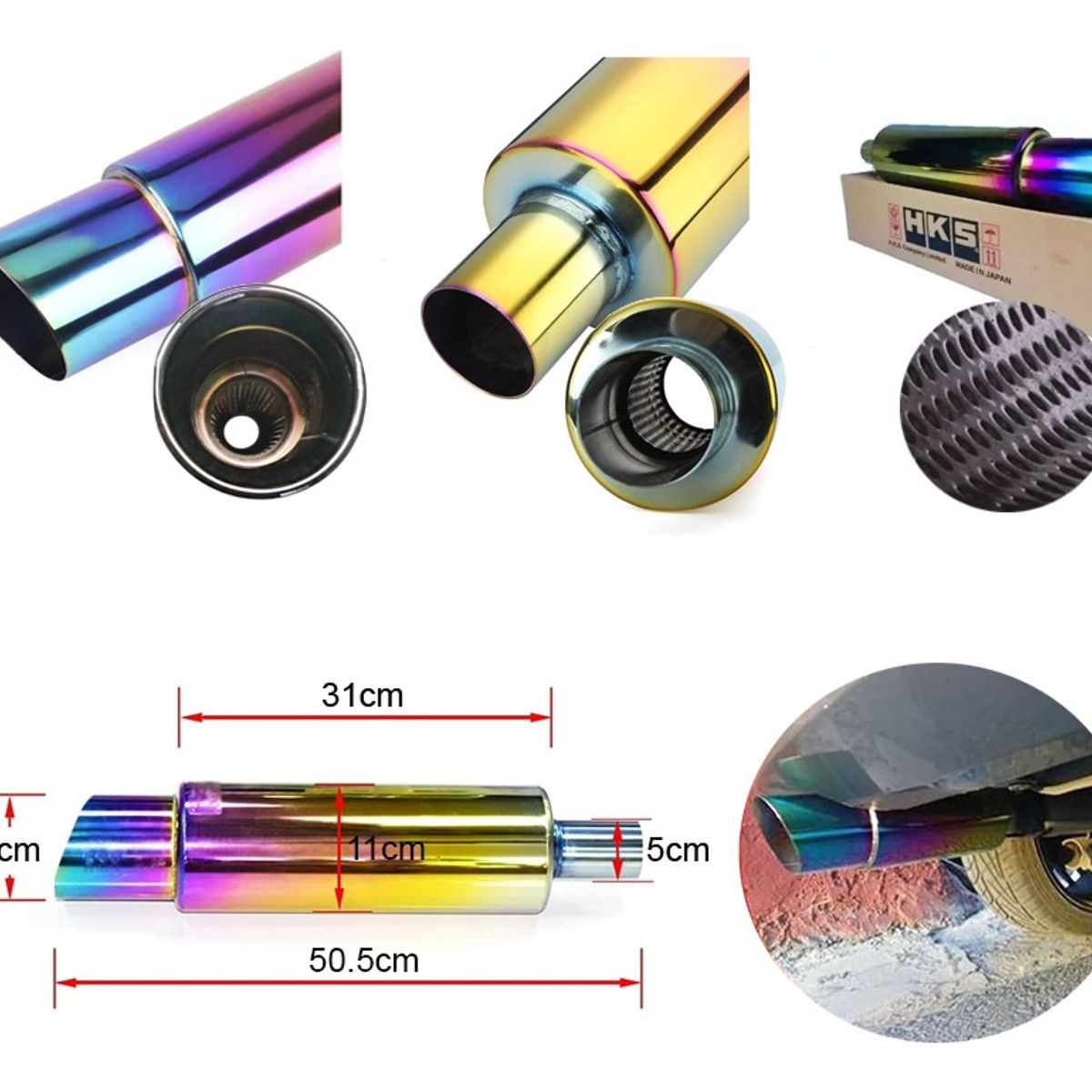 GENERICO - Escape Muffler Hks Tornasol Bramador 2 -35 Acero Inoxidable