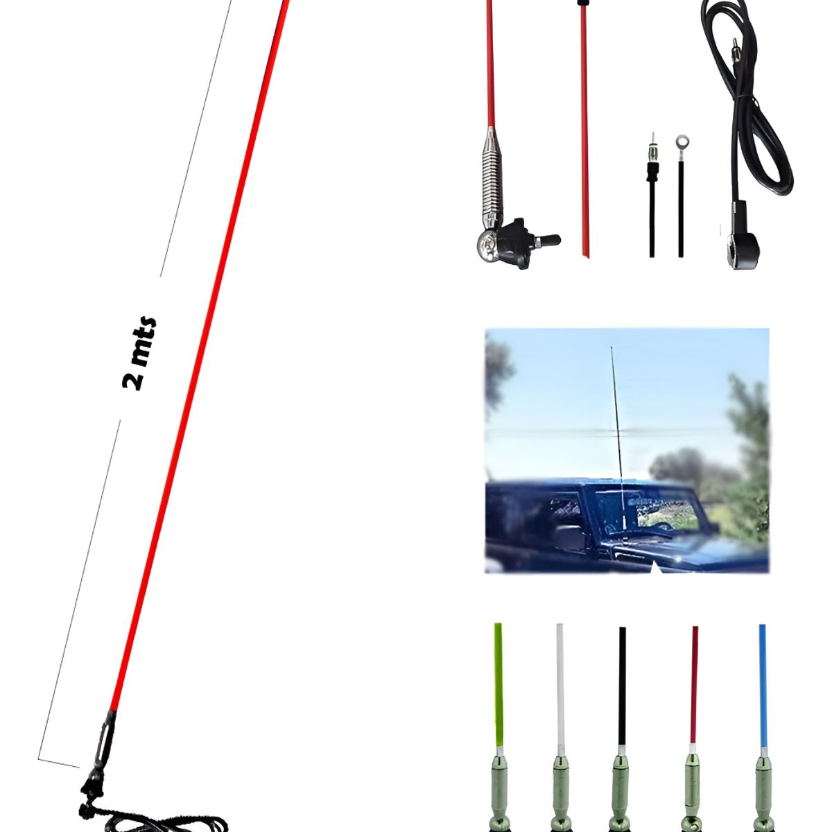 GENERICO - Antena 2 Metros Auto Universal