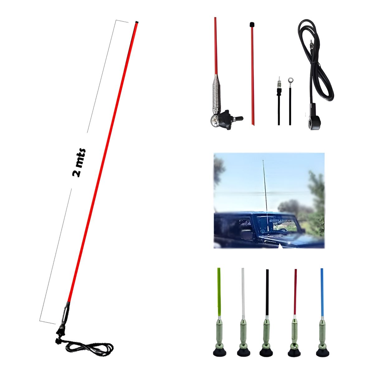 GENERICO - Antena 2 Metros Auto Universal