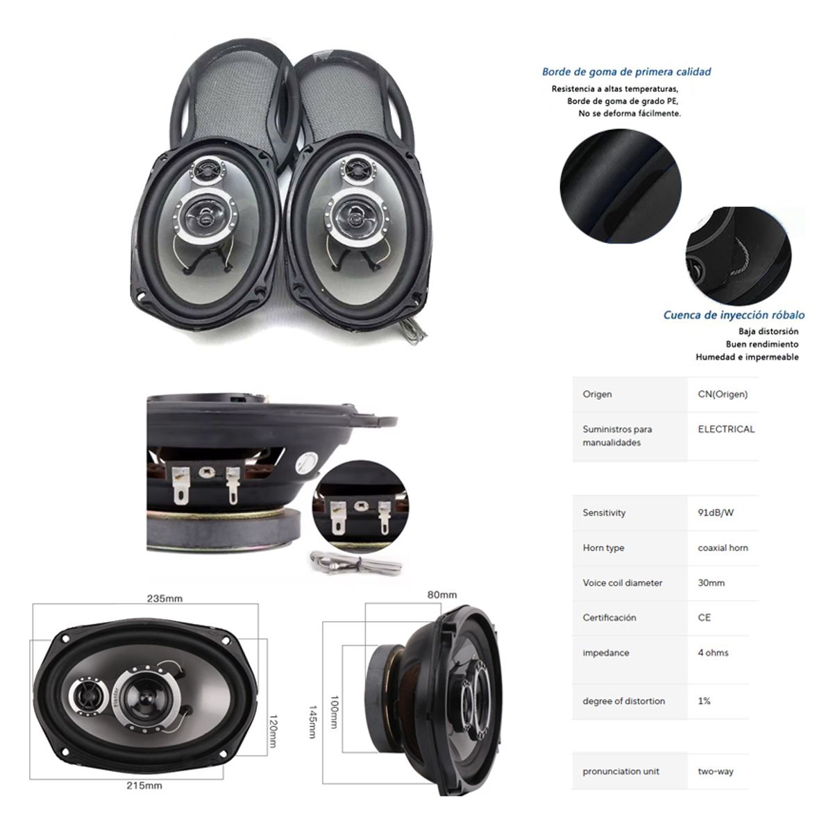 GENERICO - X2 Parlantes Auto 6x9  Twitter 1000w 12v