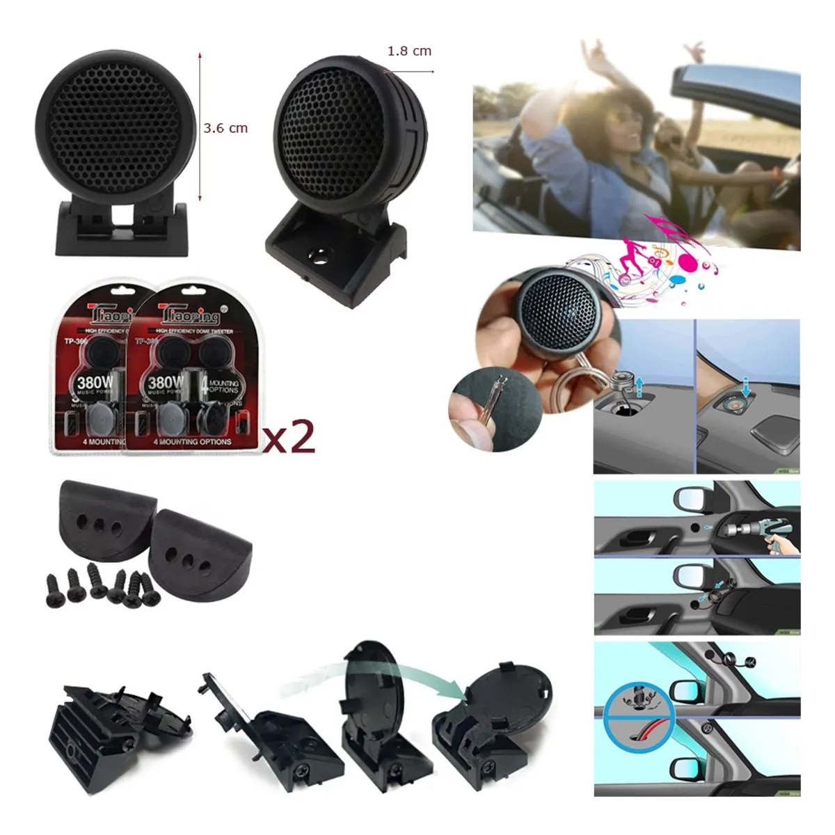 GENERICO - X4 Tweeter Parlante Optimizador Sonido 380w  80db