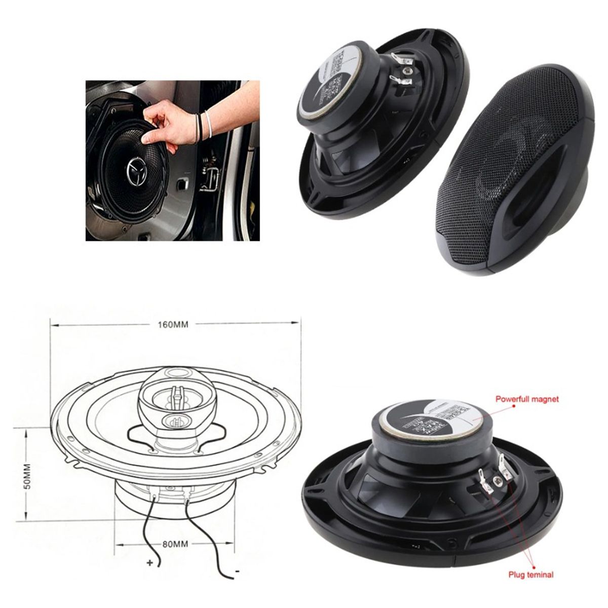 X2 Parlantes Auto 16 Cm Twitter 500w 12v, marca GENERICO - Foto 2