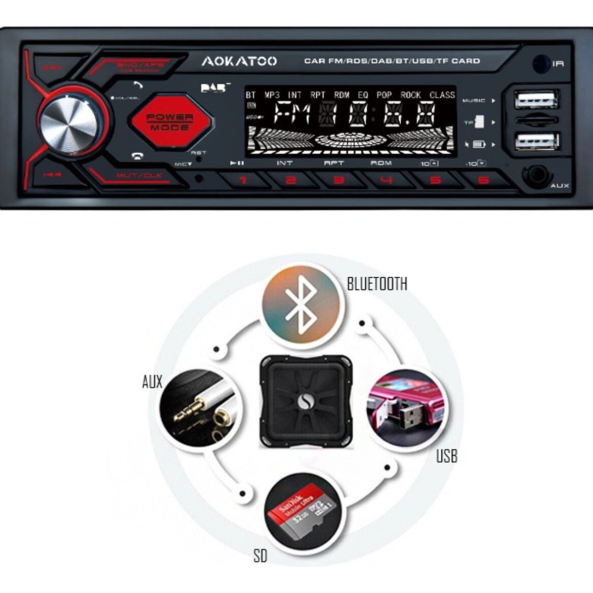 GENERICO - Radio De Auto Mp3 Usb Bluetooth Sd Aux - 50w