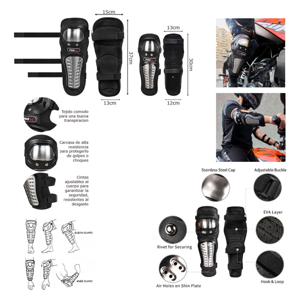 GENERICO - Rodilleras Protección Deportivas Moto
