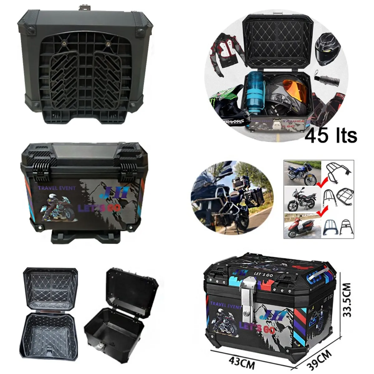 GENERICO - Maleta Moto 45 Litros