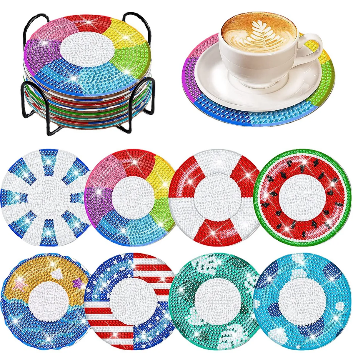 ATURE - Set Juego 8u Posavasos Para Pintar Rellenar Con Diamantes