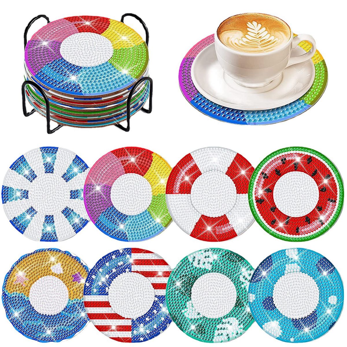 ATURE - Set Juego 8u Posavasos Para Pintar Rellenar Con Diamantes