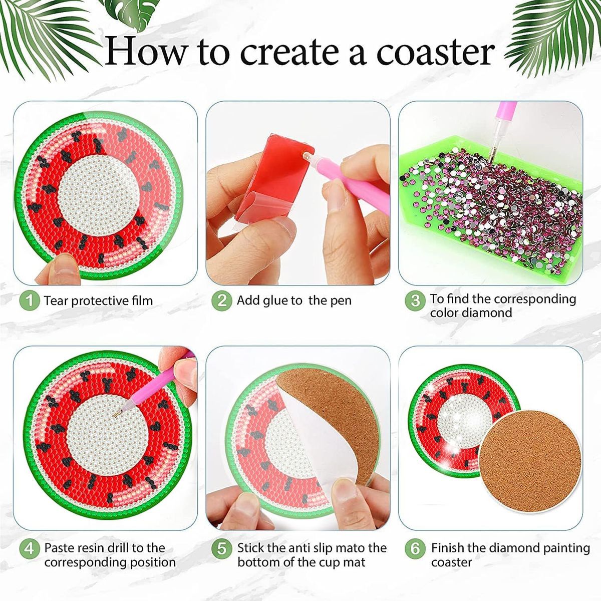ATURE - Set Juego 8u Posavasos Para Pintar Rellenar Con Diamantes