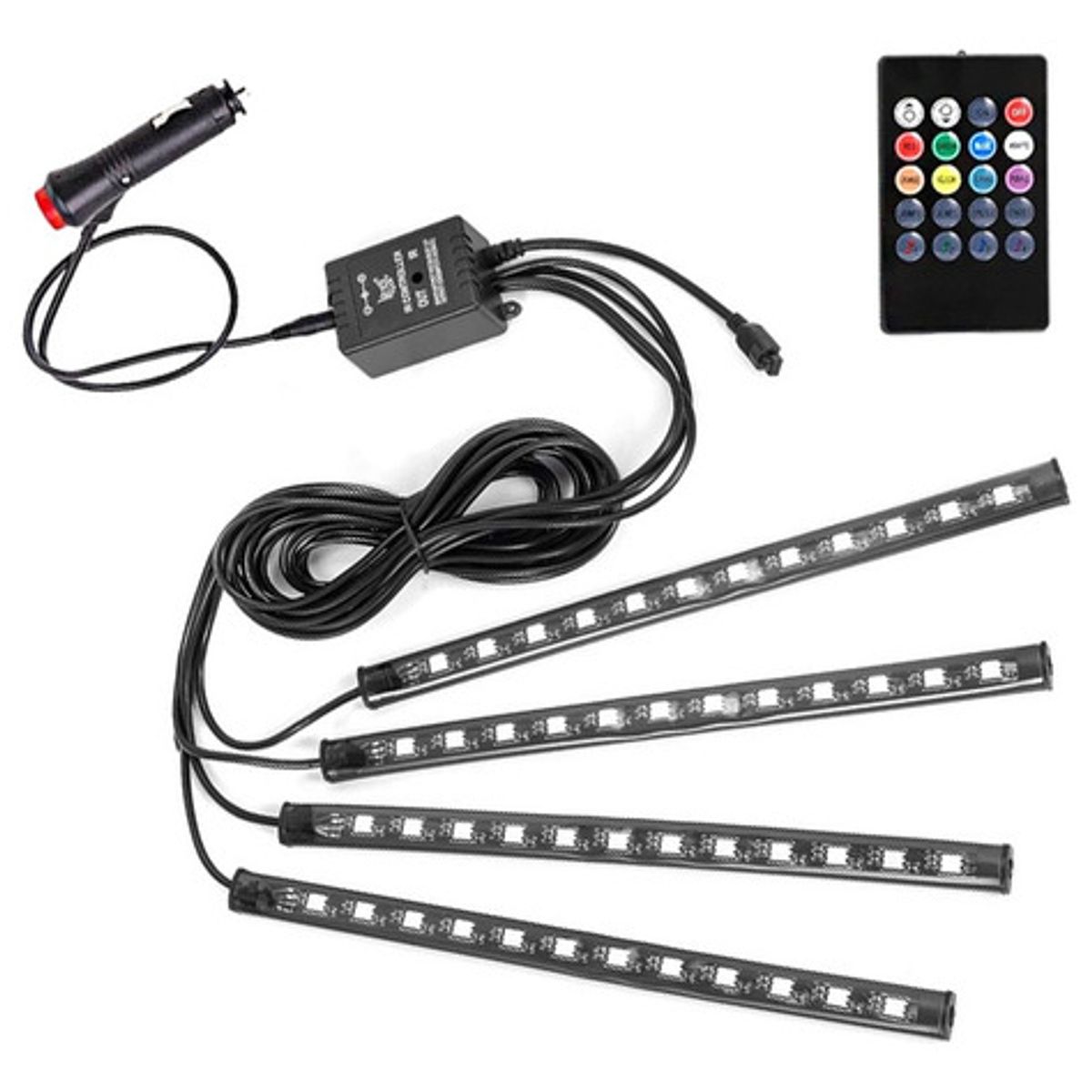 GENERICO - X4 Tiras De Luz Led Interior Auto Universal Con Control Rgb