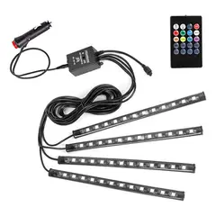 GENERICO - X4 Tiras De Luz Led Interior Auto Universal Con Control Rgb