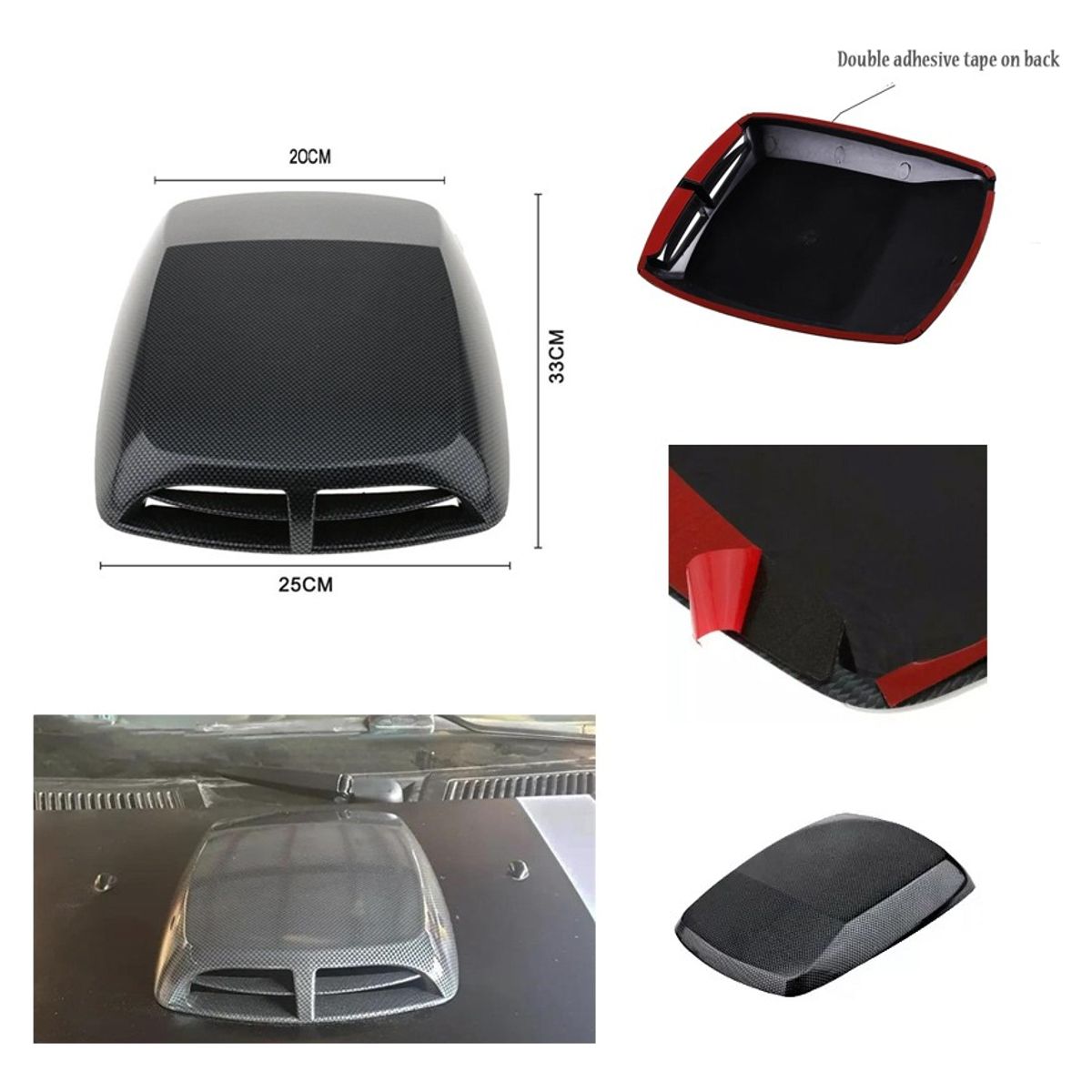 GENERICO - Toma De Aire Para Capot Auto Tuning Universal Fibra Carbono