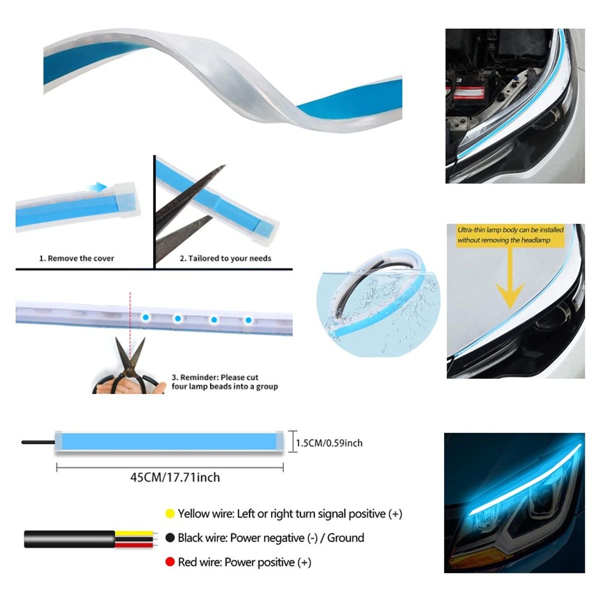 GENERICO - X2 Tiras Led 45cm Flexible Direccional Foco Universal 12v