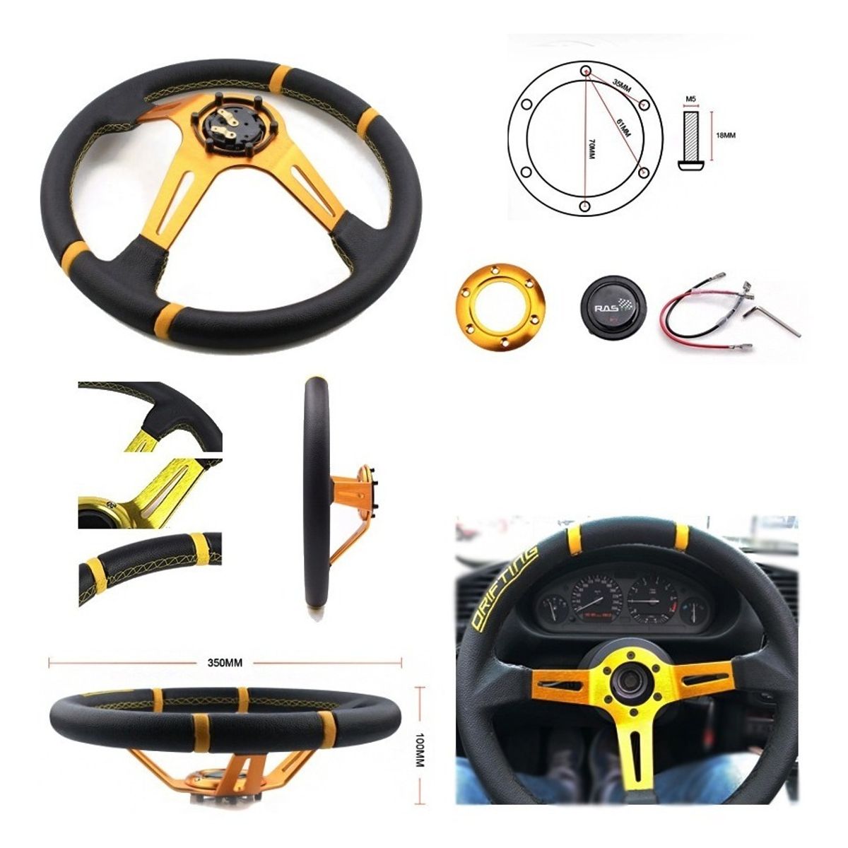 Volante Tuning Deportivo Auto Universal 350mm - Envio Gratis, marca GENERICO - Foto 2
