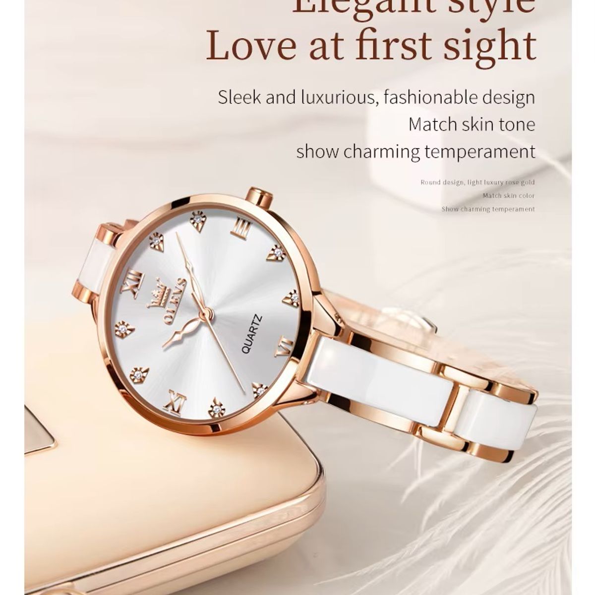 STARTECHOFFICE - Reloj de Mujer de Lujo con Movimiento de Cuarzo Correa de Cerámica