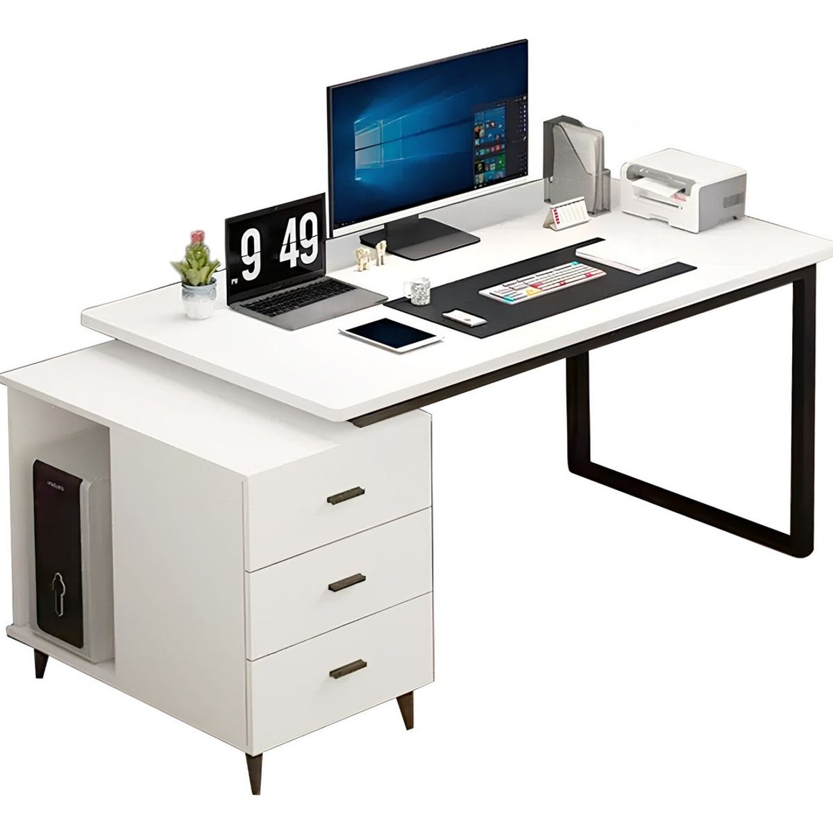 ANYHOGAR - Escritorio Con Cajonera Móvil 140cm Pata Metálica