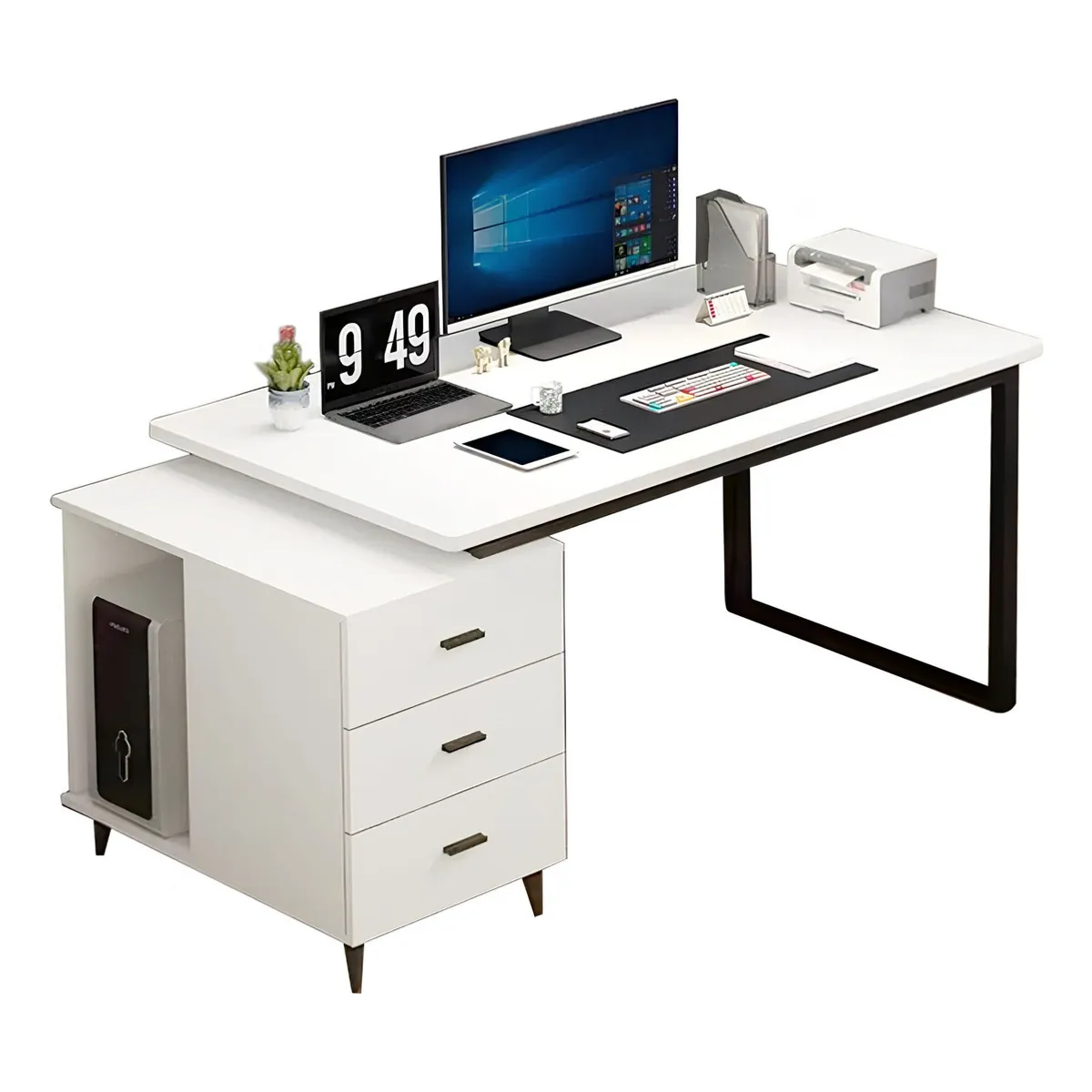 ANYHOGAR - Escritorio Con Cajonera Móvil 140cm Pata Metálica