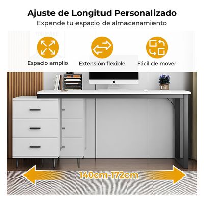 Imagen 2 del producto Escritorio Con Cajonera Móvil 140cm Pata Metálica