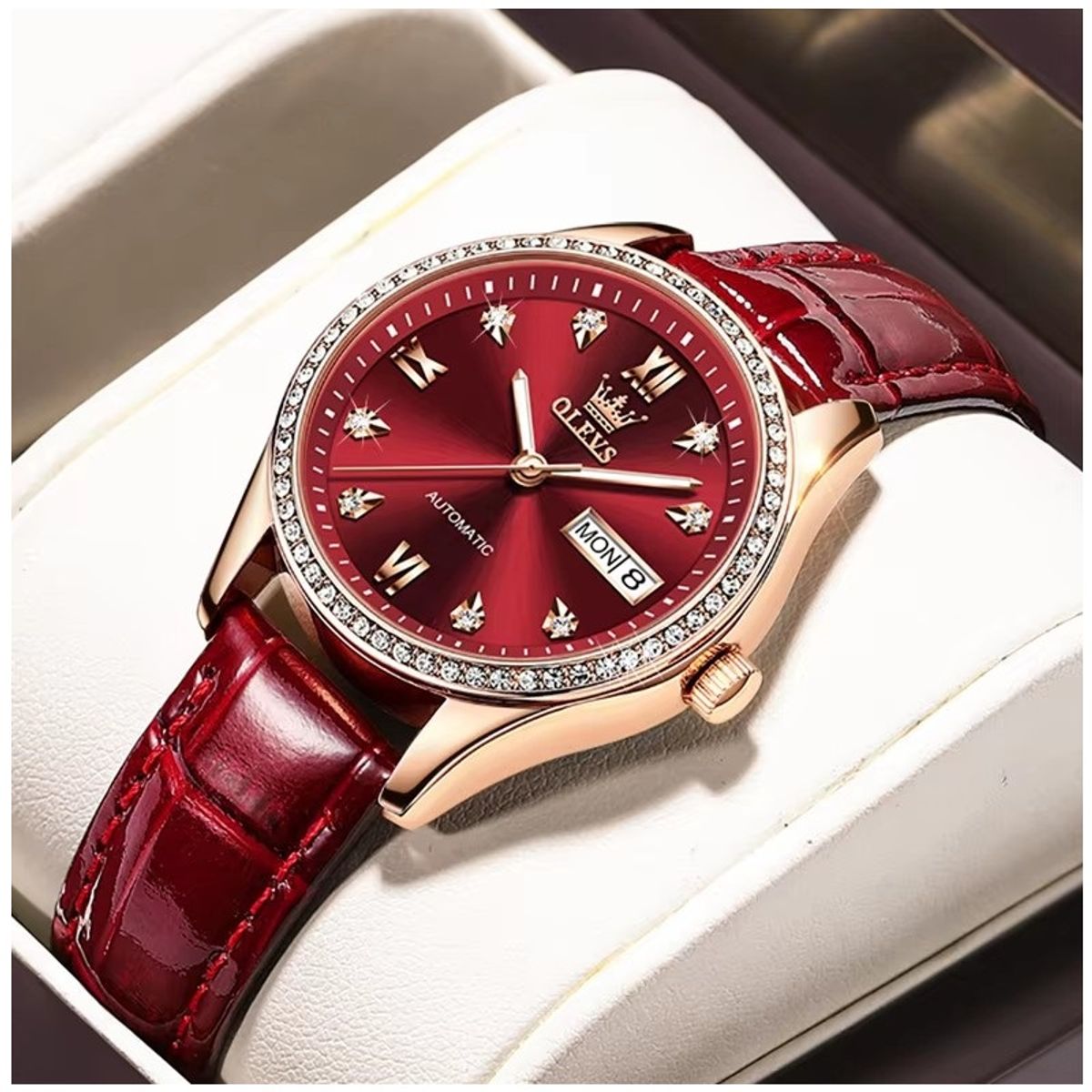 STARTECHOFFICE - Reloj Automático de Lujo Elegante para Mujer con Correa de Cuero