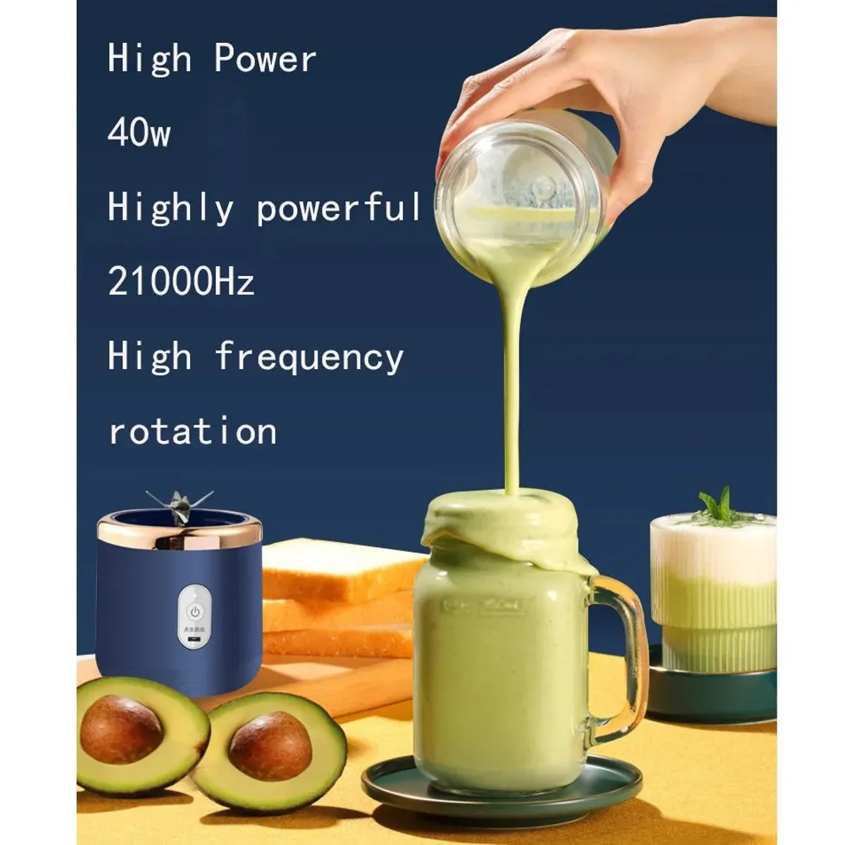 ATURE - Mini Licuadora Batidora Portátil 400ml + Vaso 400ml Con Tapa