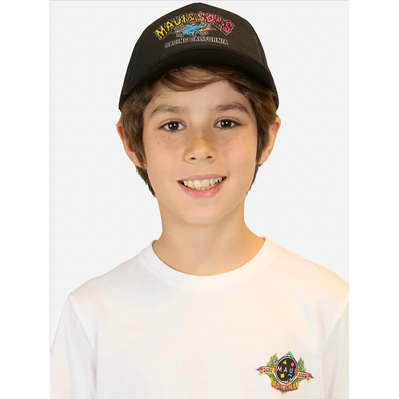 MAUI AND SONS - Jockey Mesh Retro Shark Negro Niño Maui And Sons