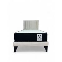 Cama plaza y media europea 1.5 base + respaldo + colchon beige