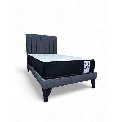 Imagen 2 del producto Cama plaza y media europea 1.5 base + respaldo + colchon gris