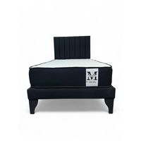 Cama plaza y media europea 1.5 base + respaldo + colchon negro
