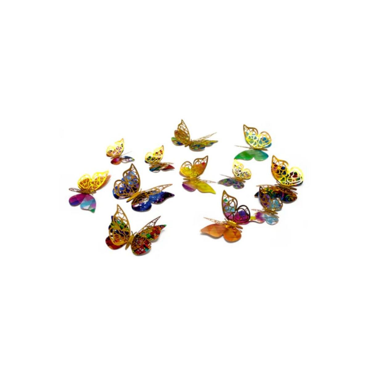 GENERICO - Deco Mariposas Dorado Colores Surtidos 12 pcs