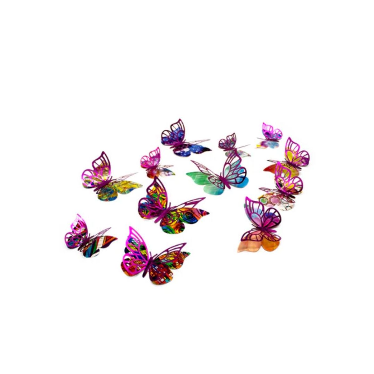 GENERICO - Deco Mariposas Fucsia Colores Surtidos 12 pcs