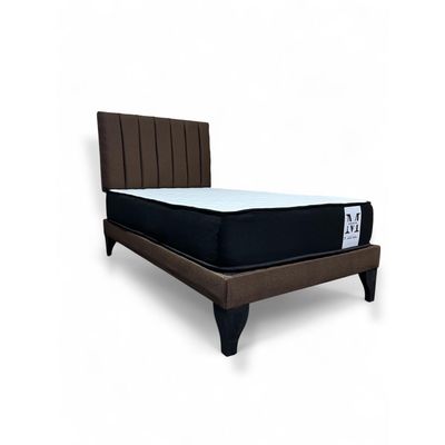 Imagen 2 del producto Cama plaza y media europea 1.5 base + respaldo + colchon marron