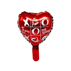 GENERICO - Globo Metálico 10´ Corazón Te Amo Tictactoe 50 pcs