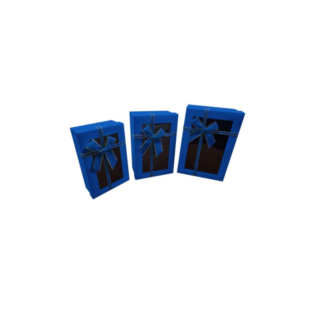 GENERICO - Caja Rectangular Triple Ventana Azul 1pcs