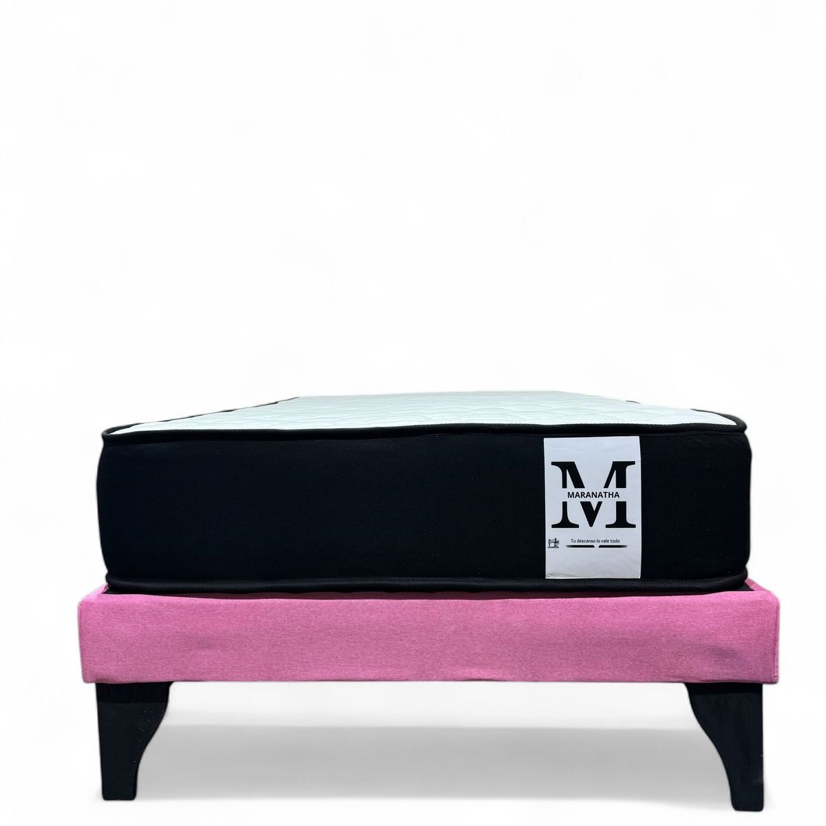 GENERICO - Base 1.5 Plaza Maranatha + Colchon Rosado