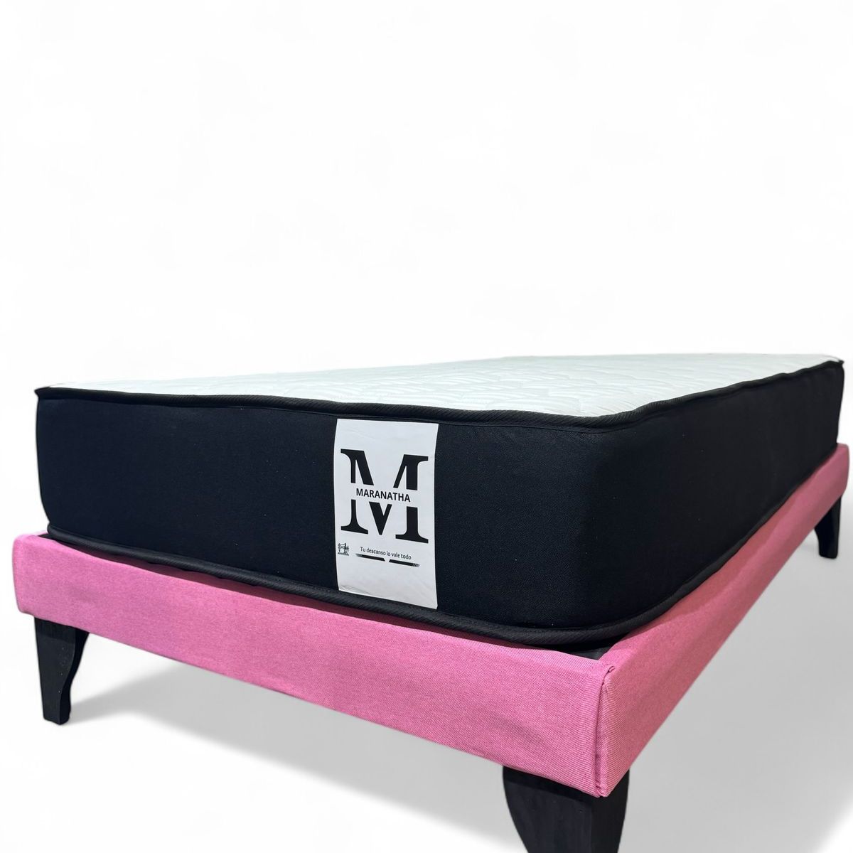 GENERICO - Base 1.5 Plaza Maranatha + Colchon Rosado