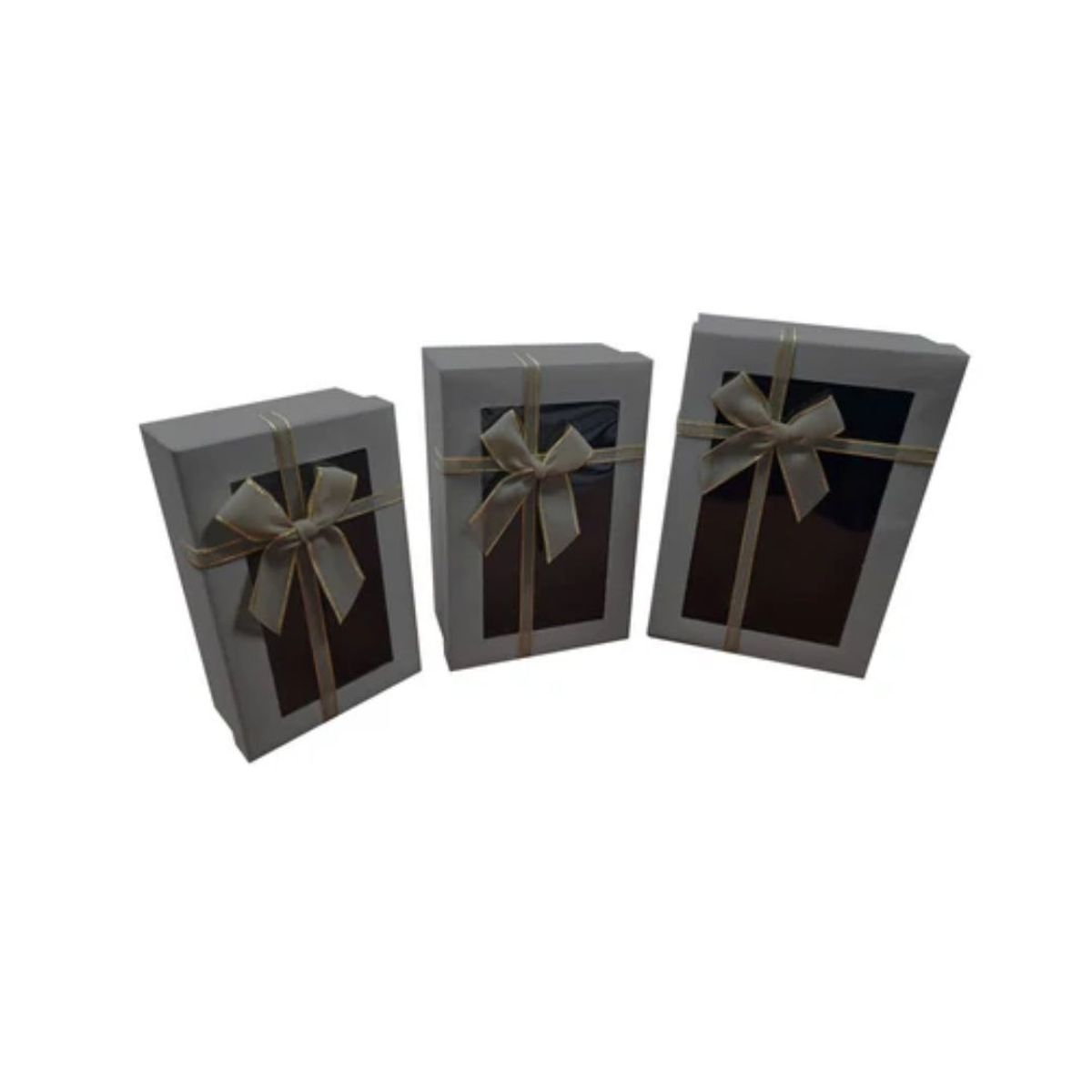 GENERICO - Caja Rectangular Triple Ventana Gris 1 pcs