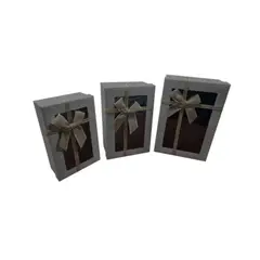 GENERICO - Caja Rectangular Triple Ventana Gris 1 pcs