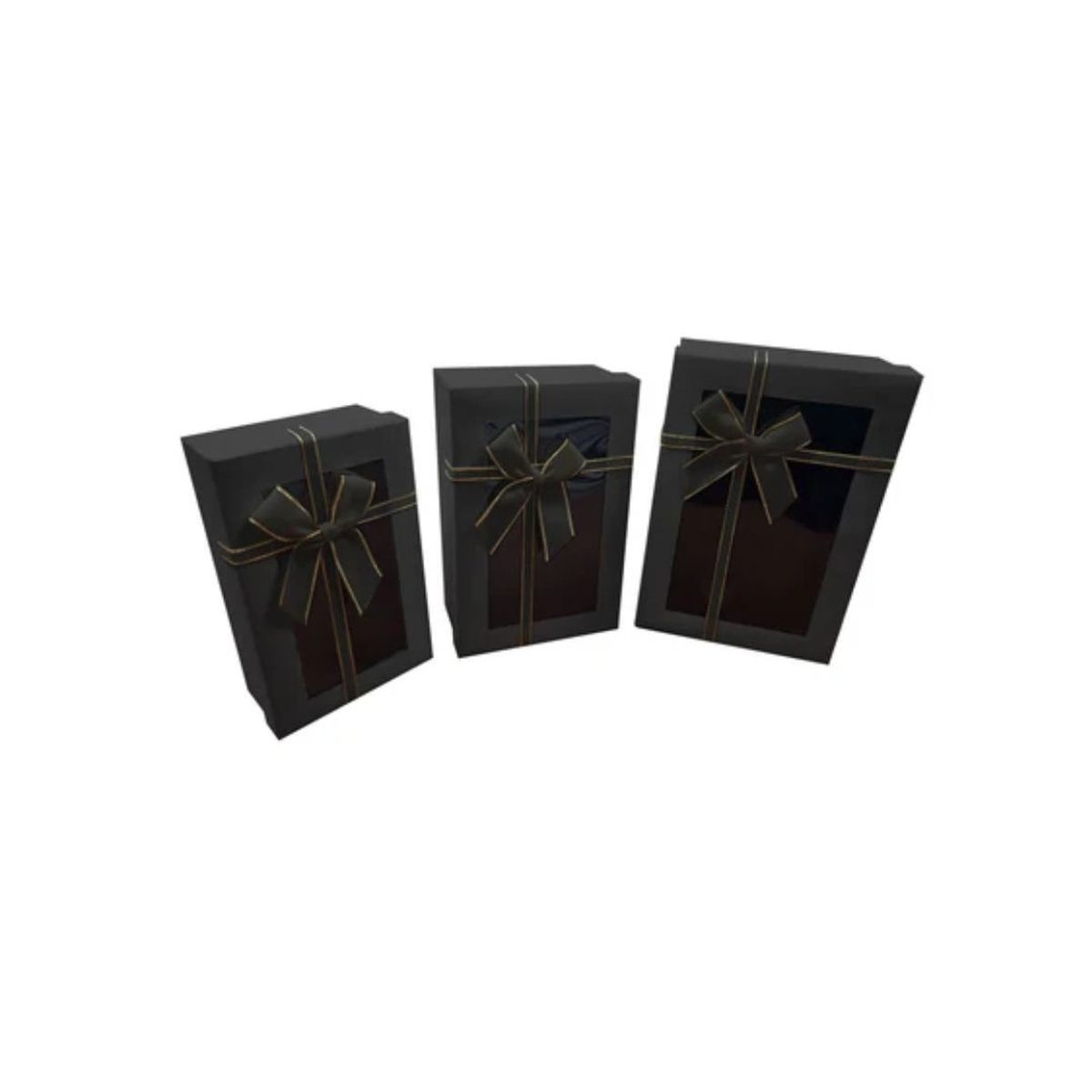 GENERICO - Caja Rectangular Triple Ventana Negro 1 pcs
