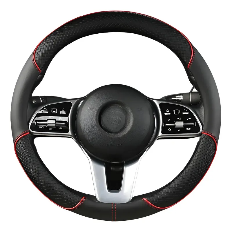 GENERICO - Cubre Volante 38cm Cuero De Calidad Antideslizante Negro