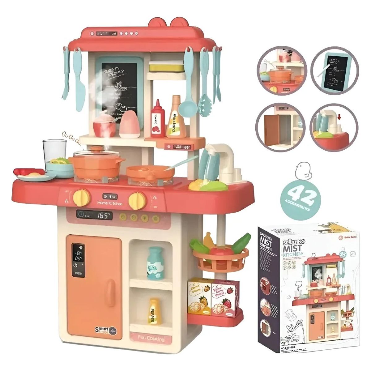 GENERICO - Cocina De Juguete 42 Accesorios Estilo Moderno Rosada