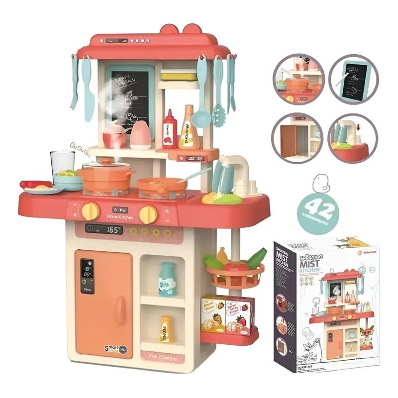 GENERICO - Cocina De Juguete 42 Accesorios Estilo Moderno Rosada