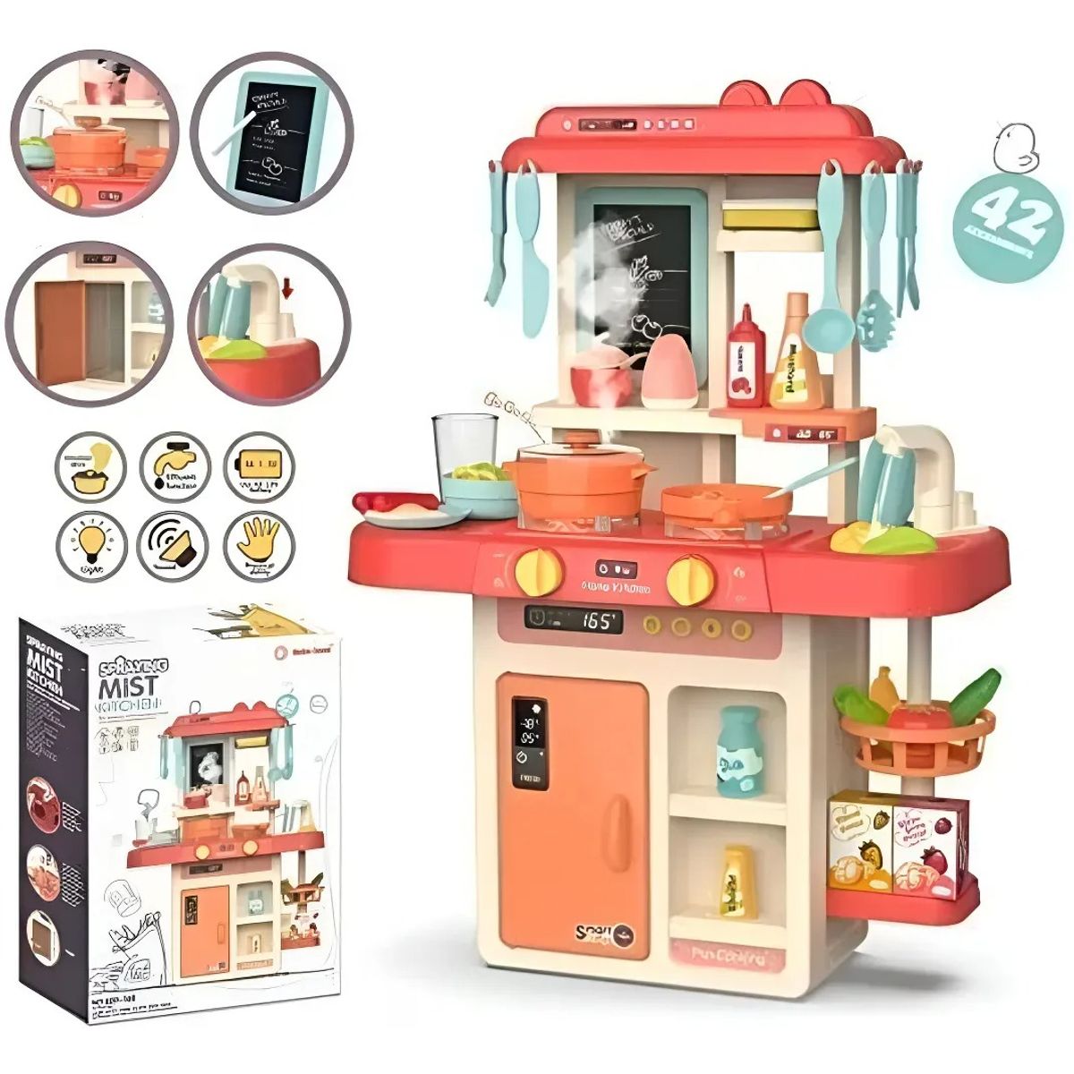 GENERICO - Cocina De Juguete 42 Accesorios Estilo Moderno Rosada