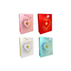 GENERICO - Bolsa de Regalo Corazón Metallic 12 pcs