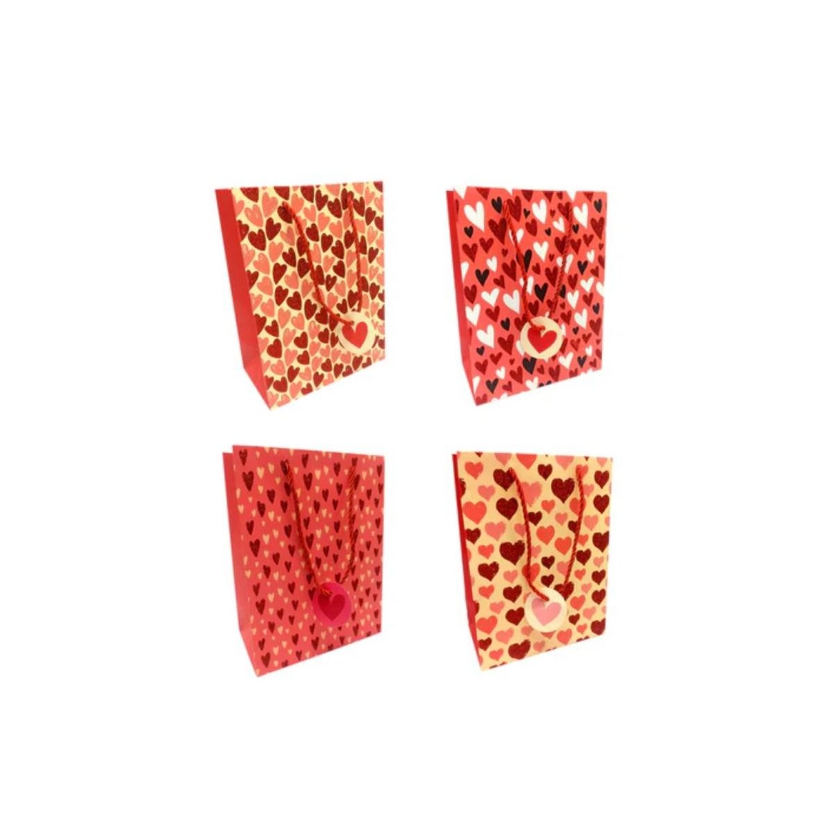 GENERICO - Bolsa de Regalo Corazones Glitter 12pcs