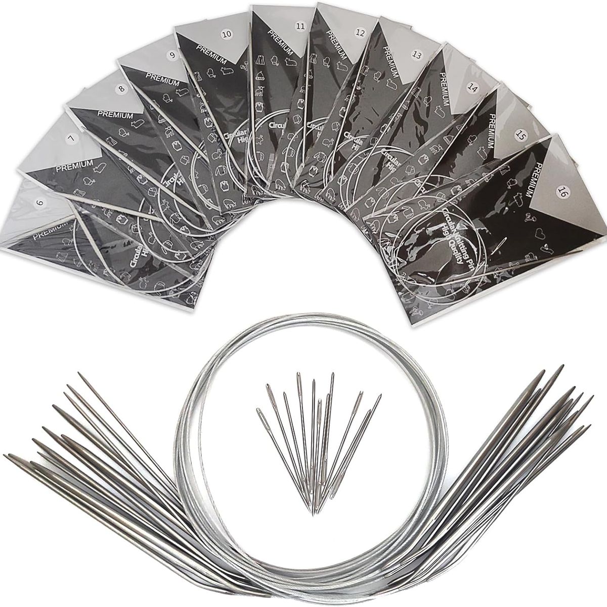 KUANGYE - Set De 11 Palillos Circulares De Acero Inoxidable