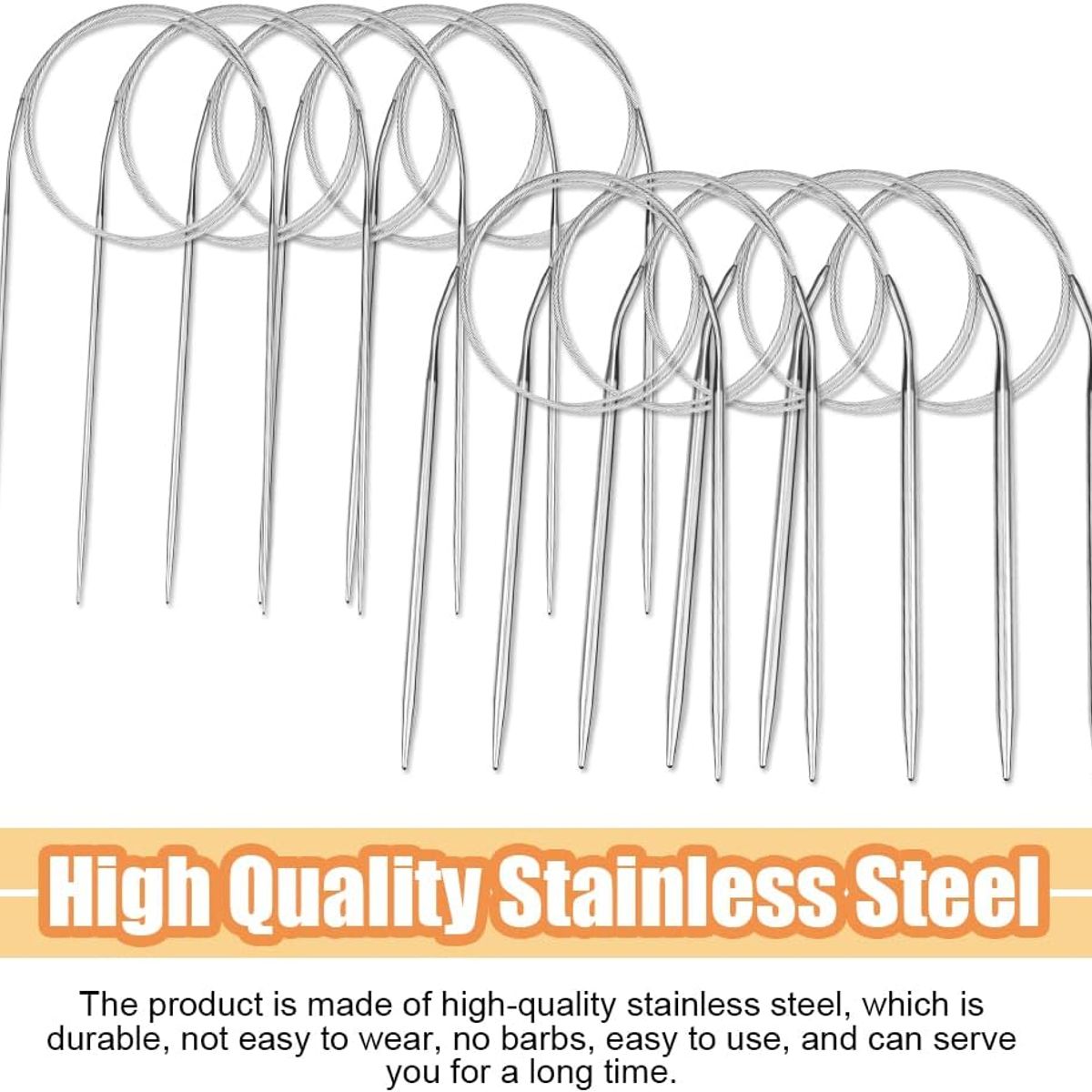 KUANGYE - Set De 11 Palillos Circulares De Acero Inoxidable