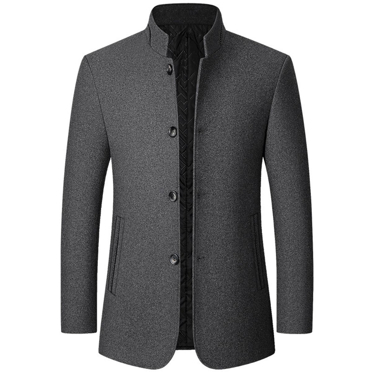 TIOZONEY - Chaqueta de cuello alto para hombre-Gris