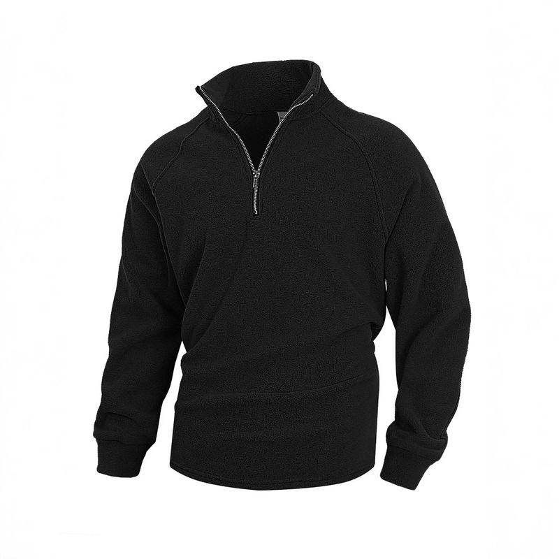 TIOZONEY - Chaqueta de forro polar con cremallera-Negro