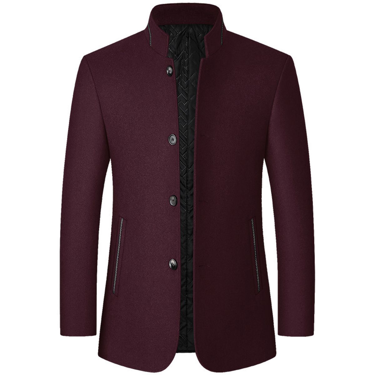 TIOZONEY - Chaqueta de cuello alto para hombre-Rojo