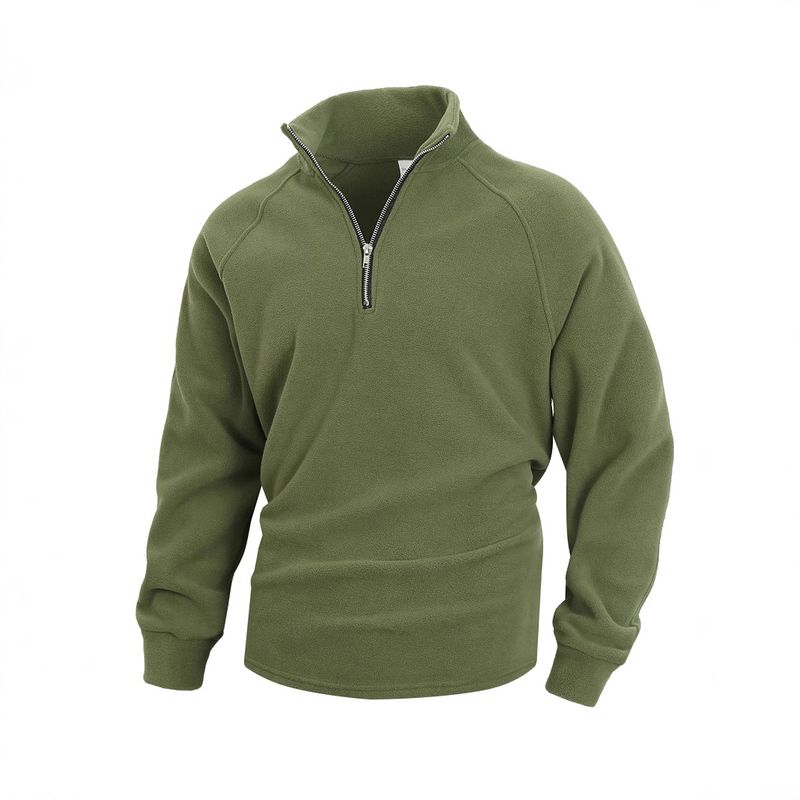 TIOZONEY - Chaqueta de forro polar con cremallera-Verde