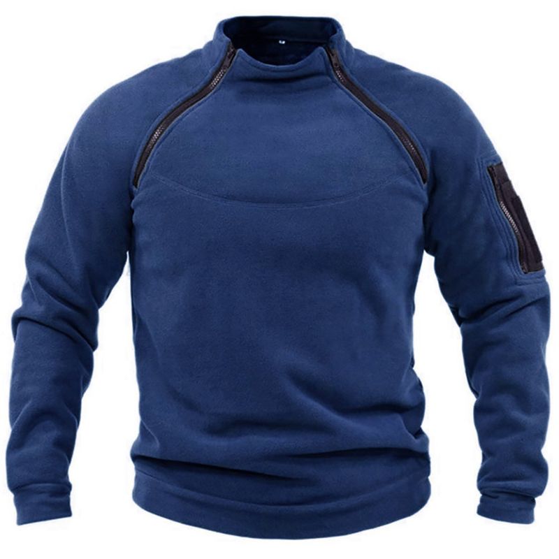 TIOZONEY - Chaqueta de forro polar con cremallera-Azul